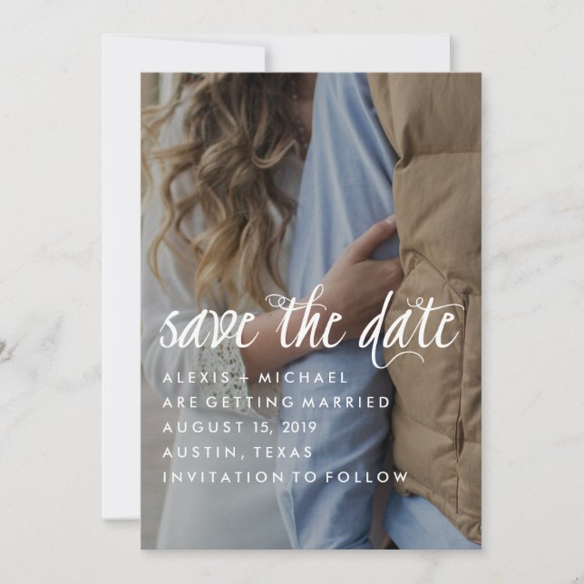 Save The Date Stylish tendance calligraphie Enregistrer la date  (Devant)