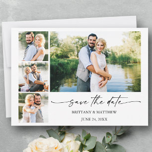 Save The Date Stylo d'encre minimaliste moderne Script 4 Photos