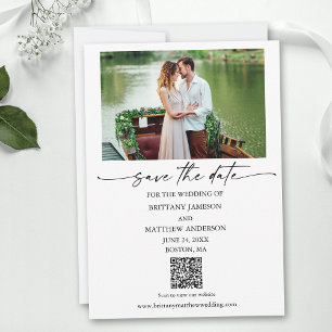 Save The Date Stylo d'encre minimaliste moderne Script photo QR