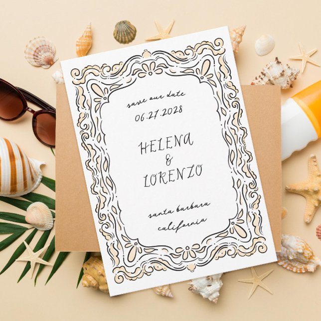 Save The Date Stylo et pinceau d'encre à perte de dessin (Créateur téléchargé)