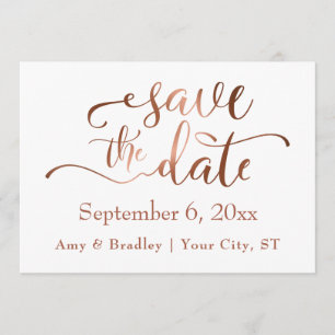 Save The Date Subtle Elegant Copper Script Wedding Enregistrer l