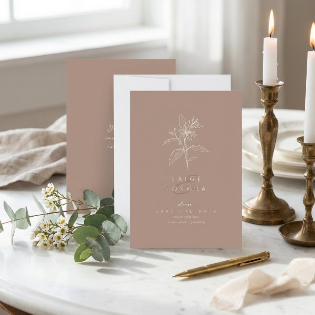 Save The Date Sun-Washed Garden Wedding Rose Brown ID1283 (Créateur téléchargé)
