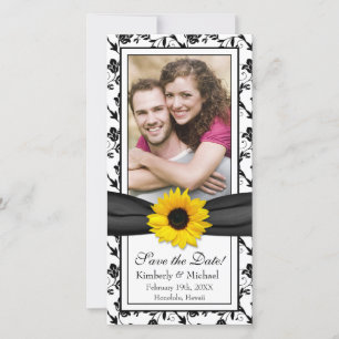 Save The Date Sunflower Black Floral Ribbon Photo Enregistrer la