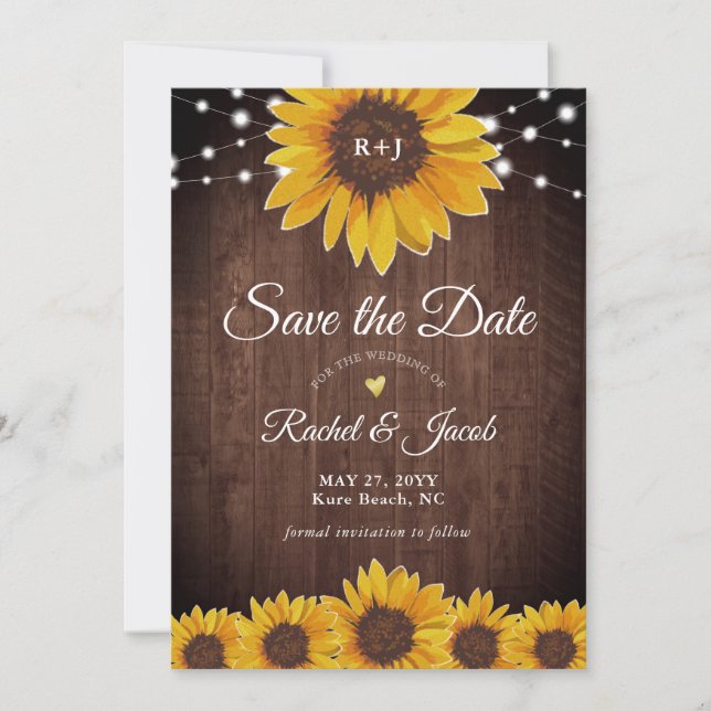 Save The Date Sunflower Mariage rustique Enregistrer la date Inv (Devant)
