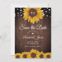 Sunflower Mariage rustique Enregistrer la date Inv