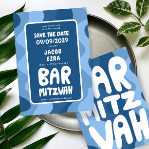 Save The Date Super Blue Waves Custom Bat Bar Bnai Mitzvah