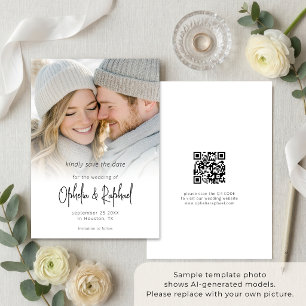 Save The Date Superposition de photo Code QR de mariage moderne 