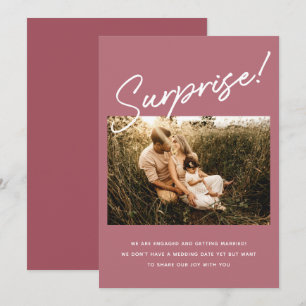 Save The Date Surprise Moderne Dusty Rose Blush Fiançailles Phot
