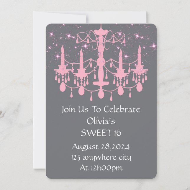 SAVE THE DATE SWEET 16 ANNIVERSAIRE ROSE D'INVITATION (Devant)