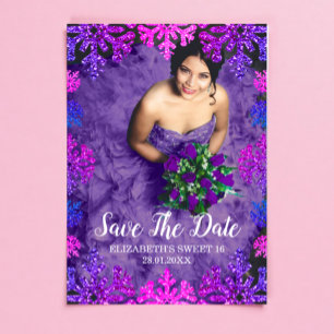 Save The Date Sweet 16 Flocon de neige hivernal Anniversaire