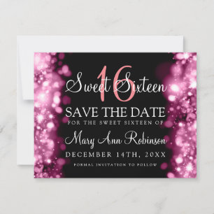 Save The Date Sweet 16 "Save The Date" Éclairage brillant