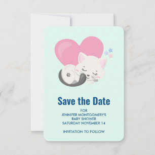 Save The Date Sweet Kitty Chat Dormir avec un grand coeur