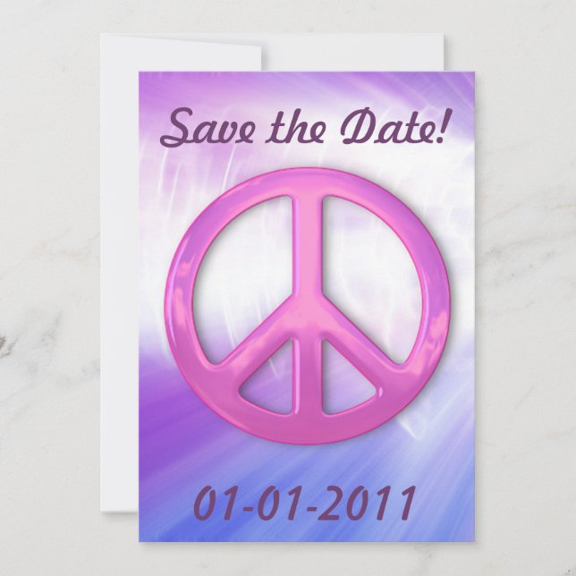 Save The Date Symbole de paix Pretty Pink (Devant)