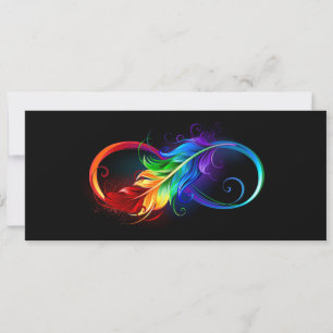 Save The Date Symbole d'infini avec plume arc-en-ciel
