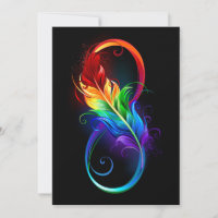 Symbole d'infini avec plume arc-en-ciel