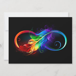 Save The Date Symbole d'infini avec plume arc-en-ciel