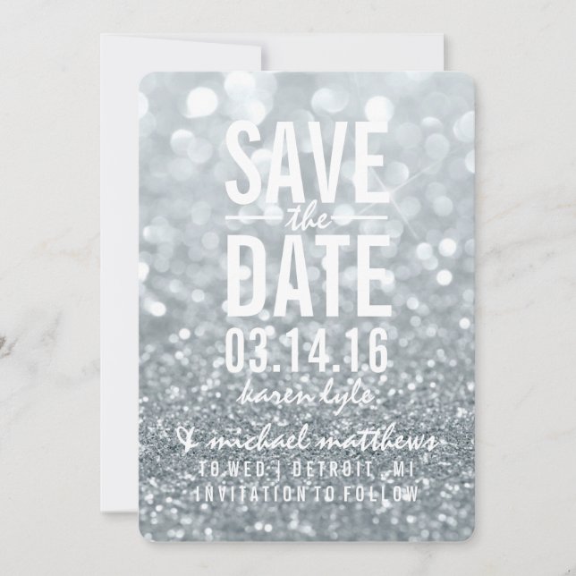Save the date | Tab Glit Argent (Devant)