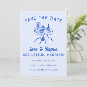Save The Date Table de dîner buffet dessinée à la main mignonne