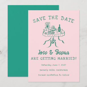 Save The Date Table de dîner buffet dessinée à la main mignonne 