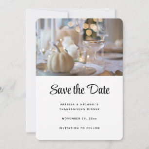 Save The Date Table Thanksgiving Élégant Lieu Cadre Photo