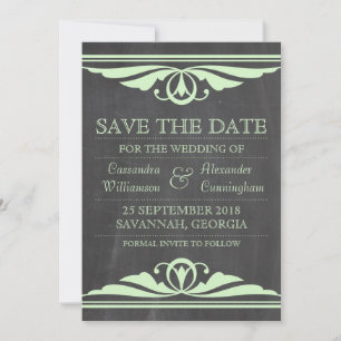 Save The Date Tableau de bord vert Déco Enregistrer l'Invitation