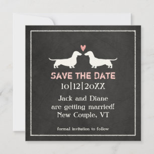 Save The Date Tableau de mariage de chiens Dachshunds à la craie