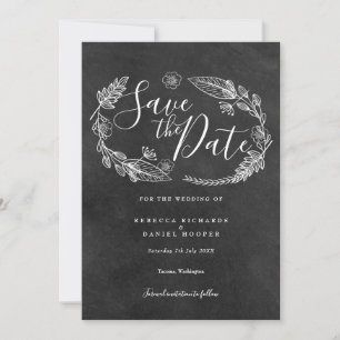 Save The Date Tableau noir et blanc Jardin floral