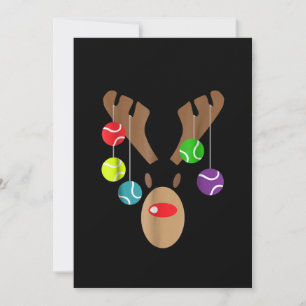 Save The Date Tacky Christmas Tennis Reindeer With Tennis Ball