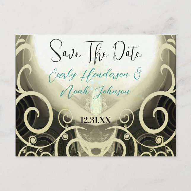Save the Date - Tan Cala Lily mit Wirbel Ankündigungspostkarte (Vorderseite)
