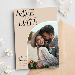 Save The Date Tan Classic Minimaliste Moderne Mariage Élégant