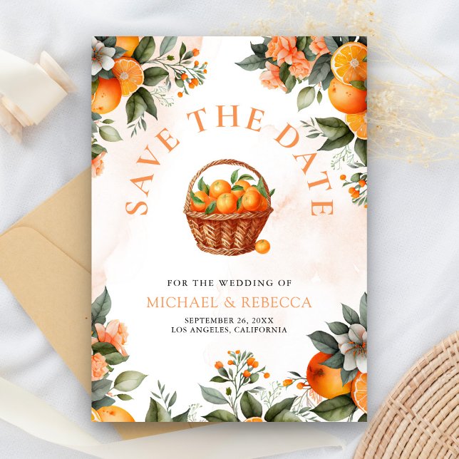 Save The Date Tangerine Orange Citrus QR Code Mariage photo (Créateur téléchargé)