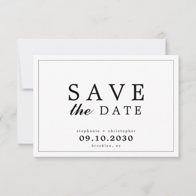Save The Date Taper la date Simple Élégante Moderne (Devant)