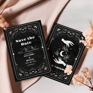 Save The Date Tarot Noir Blanc Les Amoureux Mariage
