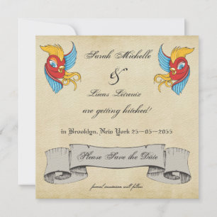 Save The Date Tatouage Ancien Oiseaux Marin Mariage Économisez l