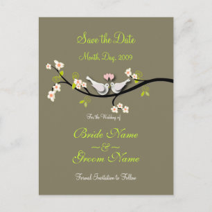 Save the Date Tauben+rosa Blüten/diy Farbe Ankündigungspostkarte