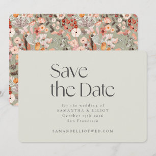 Save The Date Taupe et Sauge Rustique Fleurs Bohème Mariage Sur