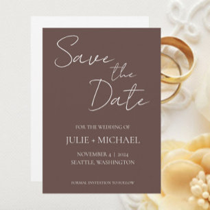 Save The Date Taupe Mariage de style simple