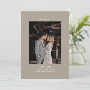 Save The Date Taupe minimaliste Mariage élégant Photo personnali