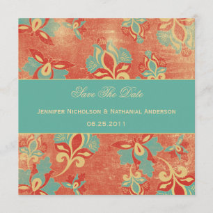 Save The Date TBA - Vintage Aqua et Tangerine Enregistrer la dat