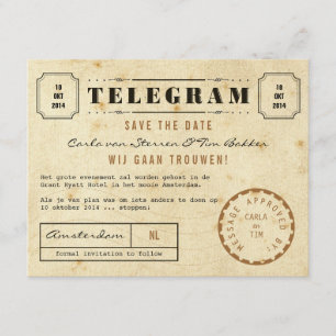 Save The Date Télégramme vintage Enregistrer la date