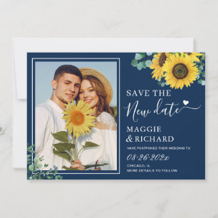 Save The Date Tendance Navy Bleu Tournesols Sauvez Notre Nouvell