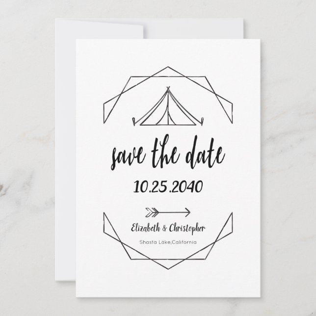 Save The Date Tente De Camping Mariage Extérieur Enregistrer La  (Devant)