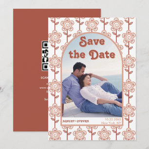 Save The Date Teracotta super rétro les années 70 inspiré mariag