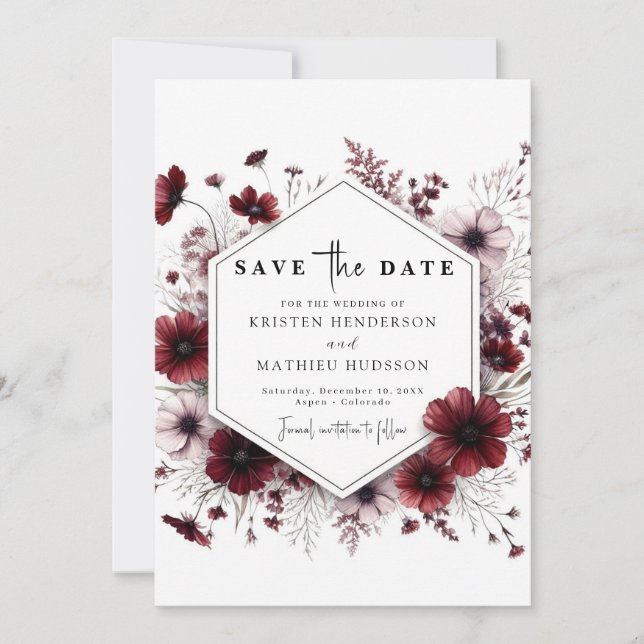 Save The Date Terme Aquarelle Bourgogne Mariage (Devant)