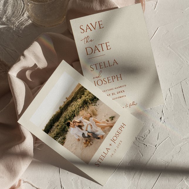 Save The Date Terracotta Beige Boho Chic Earthy Mariage moderne (Créateur téléchargé)