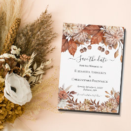 Save The Date Terracotta Blanc Brown Floral QR Code Boho Mariage