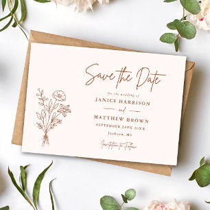 Save The Date Terracotta Bohème Minimaliste Élégant Photo Mariag