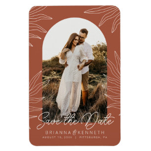 Save the Date Terracotta Botanisch mit Arch-Foto Magnet