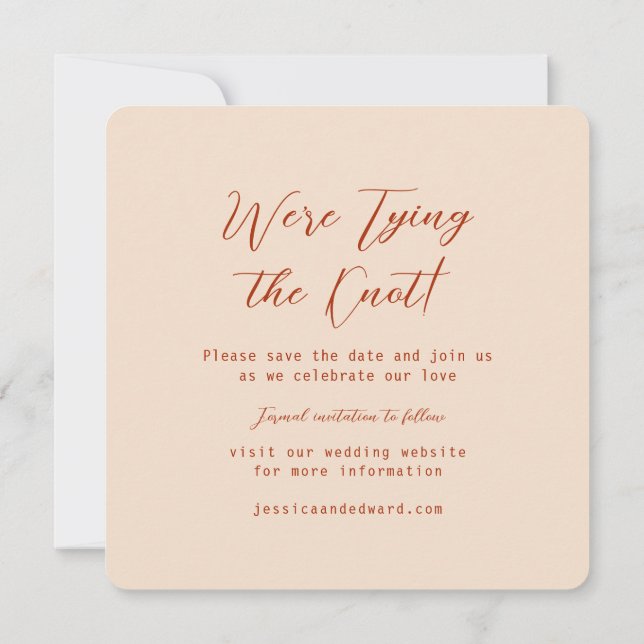 Save The Date Terracotta Brûlé Orange & Beige Boho Rustique Mode (Dos)