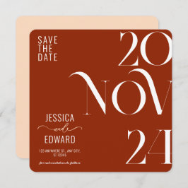 Save The Date Terracotta Brûlé Orange Boho Rustique Simple Moder